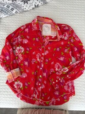 CINO Red Floral Button-Down Shirt